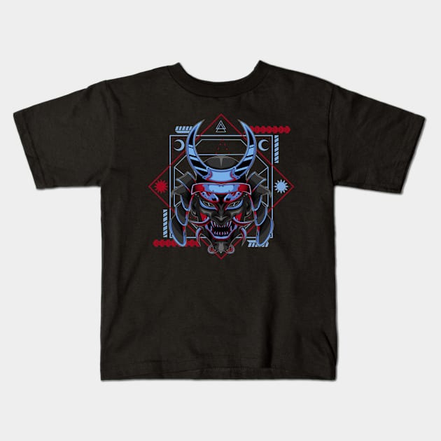 samurai head skull Kids T-Shirt by SHINIGAMII